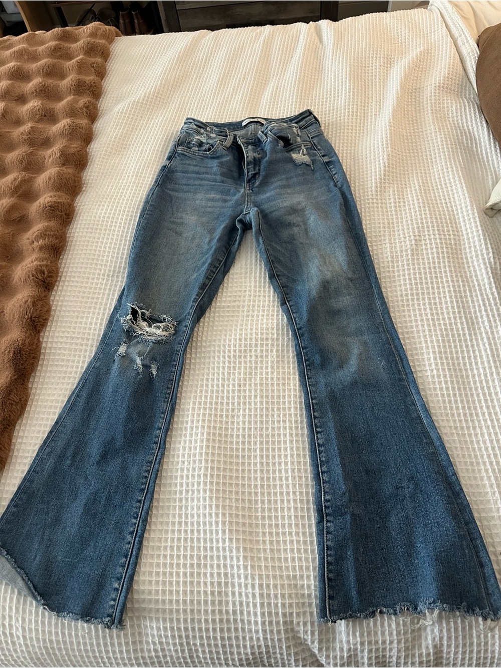 Flying Monkey Distressed Blue Flare Jeans
